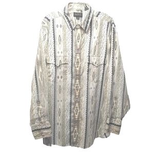 Vtg High Noon Rockabilly Pearl Snap Shirt Men XL Aztec Southwest Western Biker